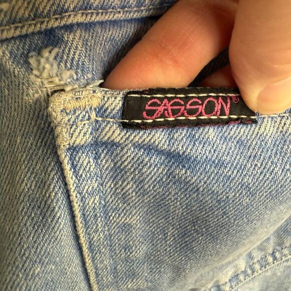 Vtg 80s Sasson Jeans Women's 11/12 High Waist Bows Light Wash Retro Preppy Prep - Picture 6 of 12